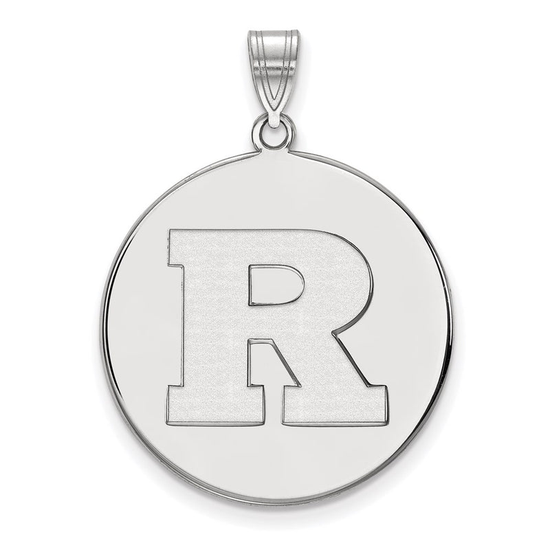 Sterling Silver Rhodium Plated Logoart Rutgers University Letter R Extra Large Disc Pendant