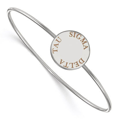 Sterling Silver Rh Plated Logoart Sigma Delta Tau Enameled Slip On Bangle Bracelet