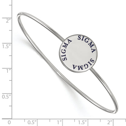 Sterling Silver S. Rh Plated Logoart Sigma Enameled Slip On Bangle