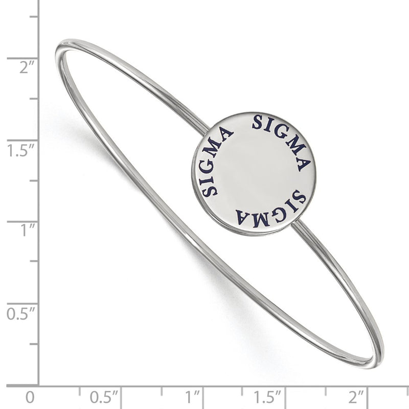 Sterling Silver S. Rh Plated Logoart Sigma Enameled Slip On Bangle