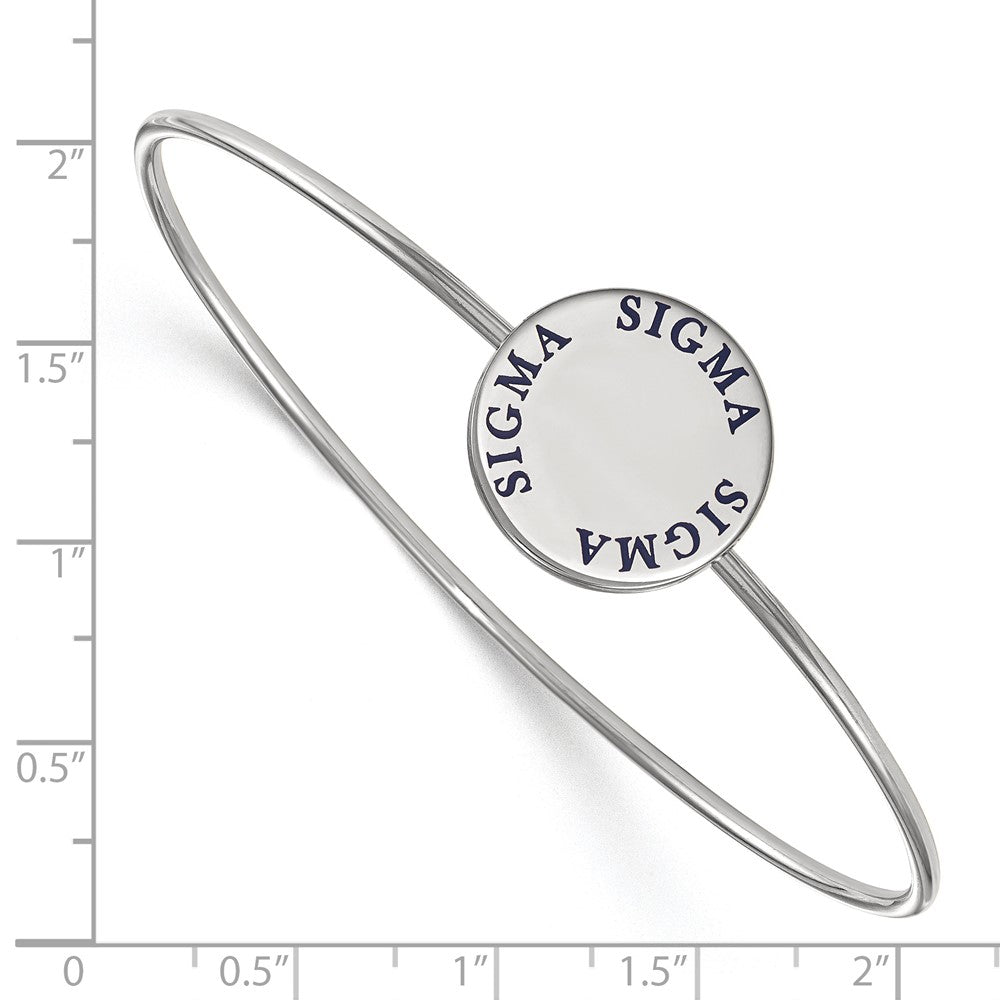 Sterling Silver S. Rh Plated Logoart Sigma Enameled Slip On Bangle