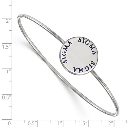 Sterling Silver S. Rh Plated Logoart Sigma Enameled Slip On Bangle
