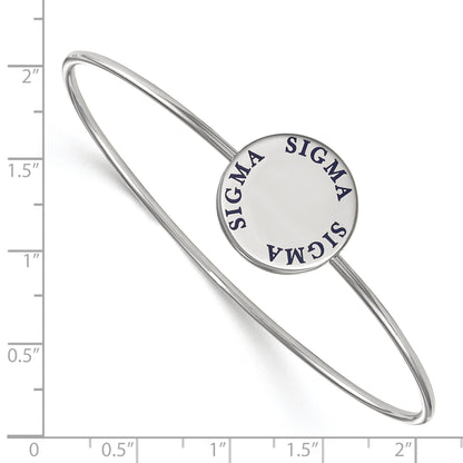 Sterling Silver S. Rh Plated Logoart Sigma Enameled Slip On Bangle