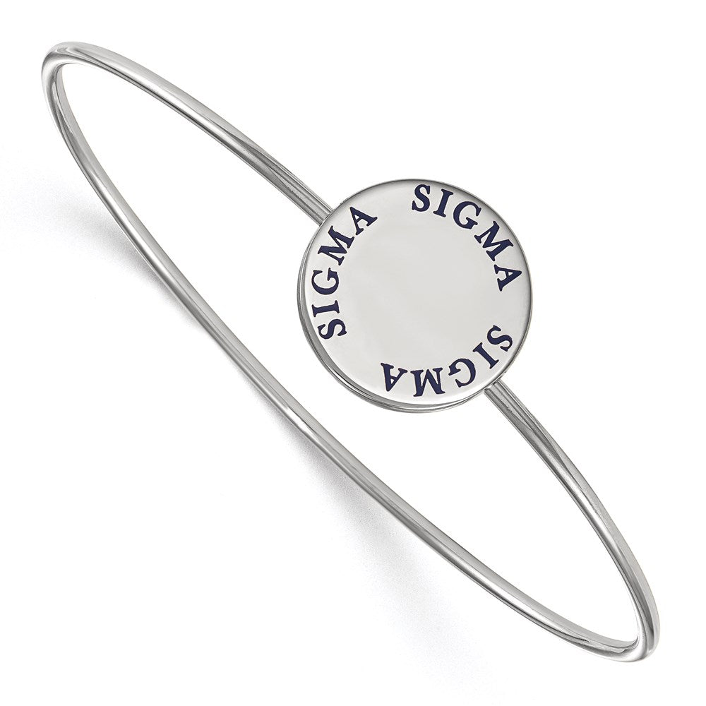 Sterling Silver S. Rh Plated Logoart Sigma Enameled Slip On Bangle