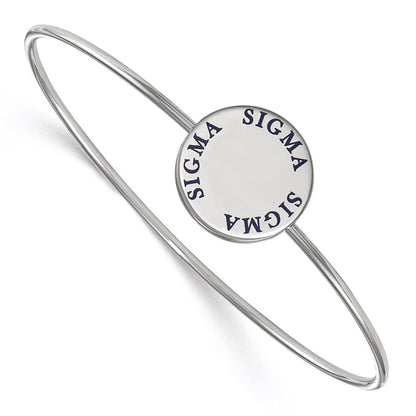 Sterling Silver S. Rh Plated Logoart Sigma Enameled Slip On Bangle