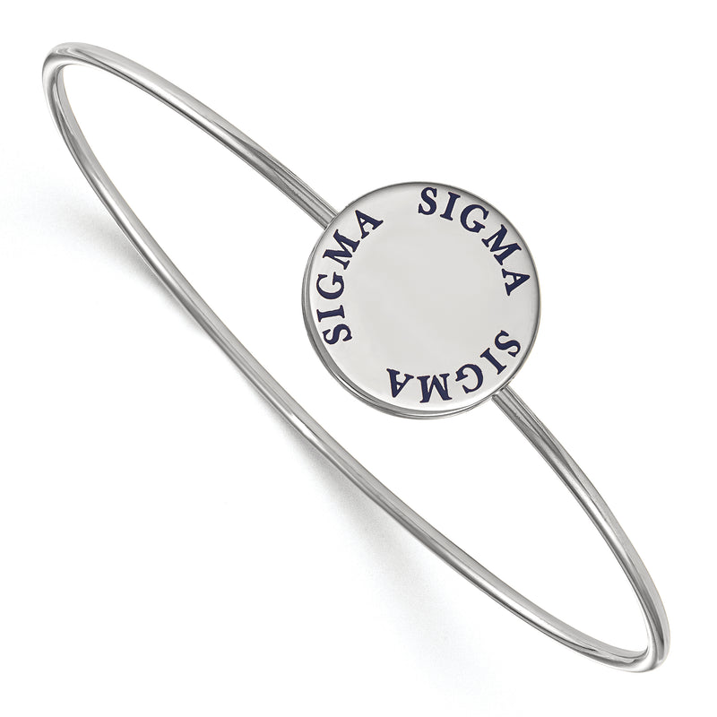 Sterling Silver S. Rh Plated Logoart Sigma Enameled Slip On Bangle