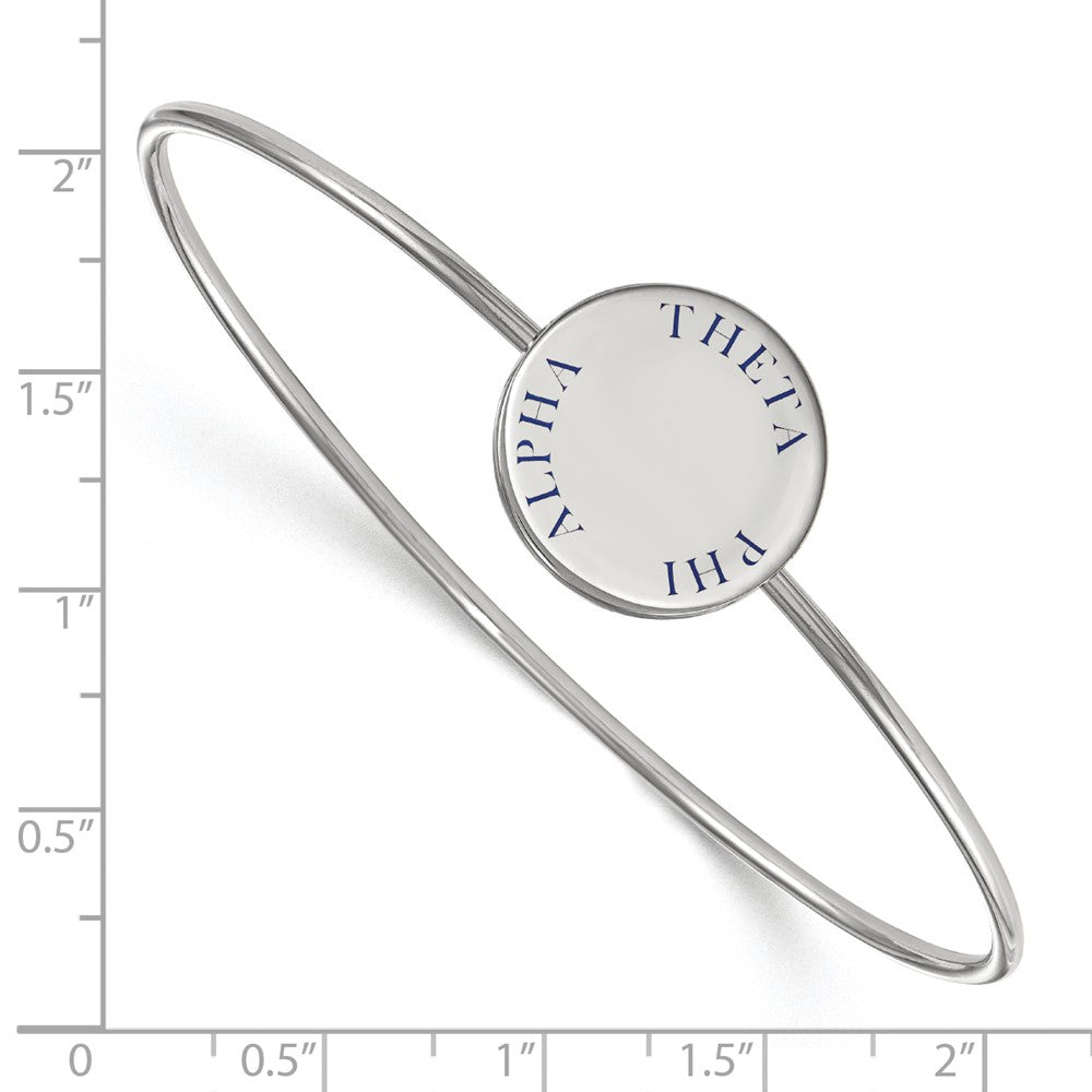Sterling Silver Rh Plated Logoart Theta Phi Alpha Enameled Slip On Bangle Bracelet