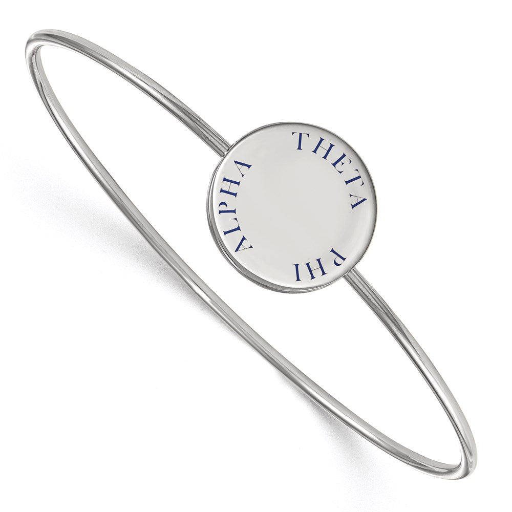 Sterling Silver Rh Plated Logoart Theta Phi Alpha Enameled Slip On Bangle