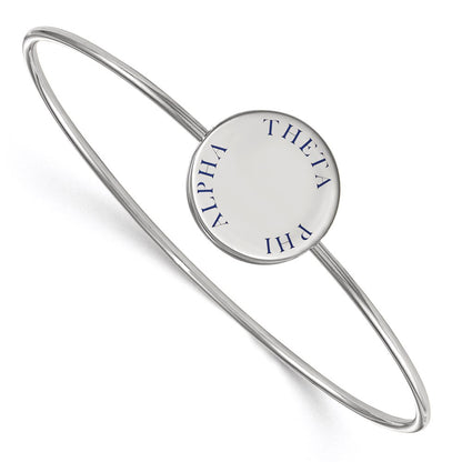 Sterling Silver Rh Plated Logoart Theta Phi Alpha Enameled Slip On Bangle Bracelet
