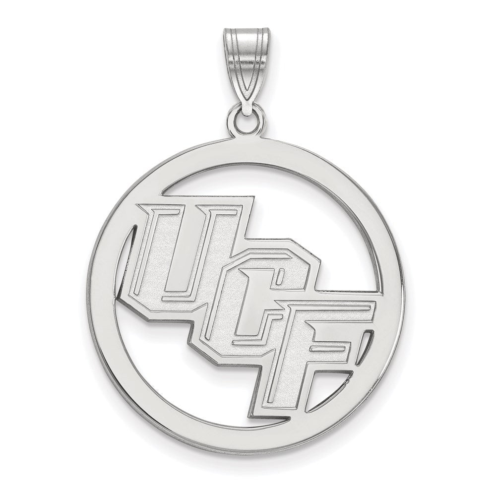 Sterling Silver Rhodium Plated Logoart University Of Central Florida U C F Extra Large Circle Pendant