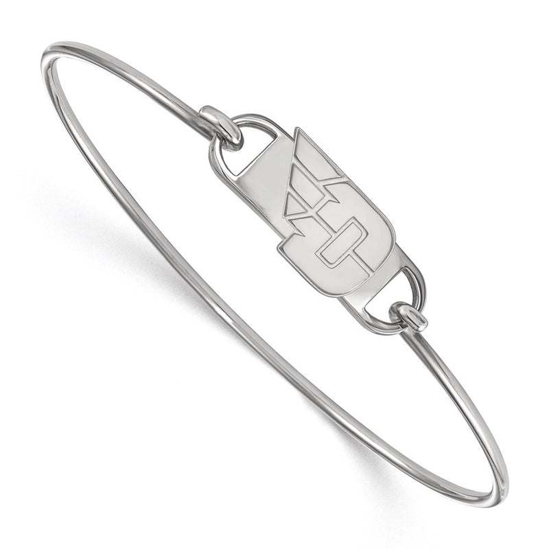 Sterling Silver Rhodium Plated Logoart University Of Dayton Small Center 7 Inch Wire Bangle