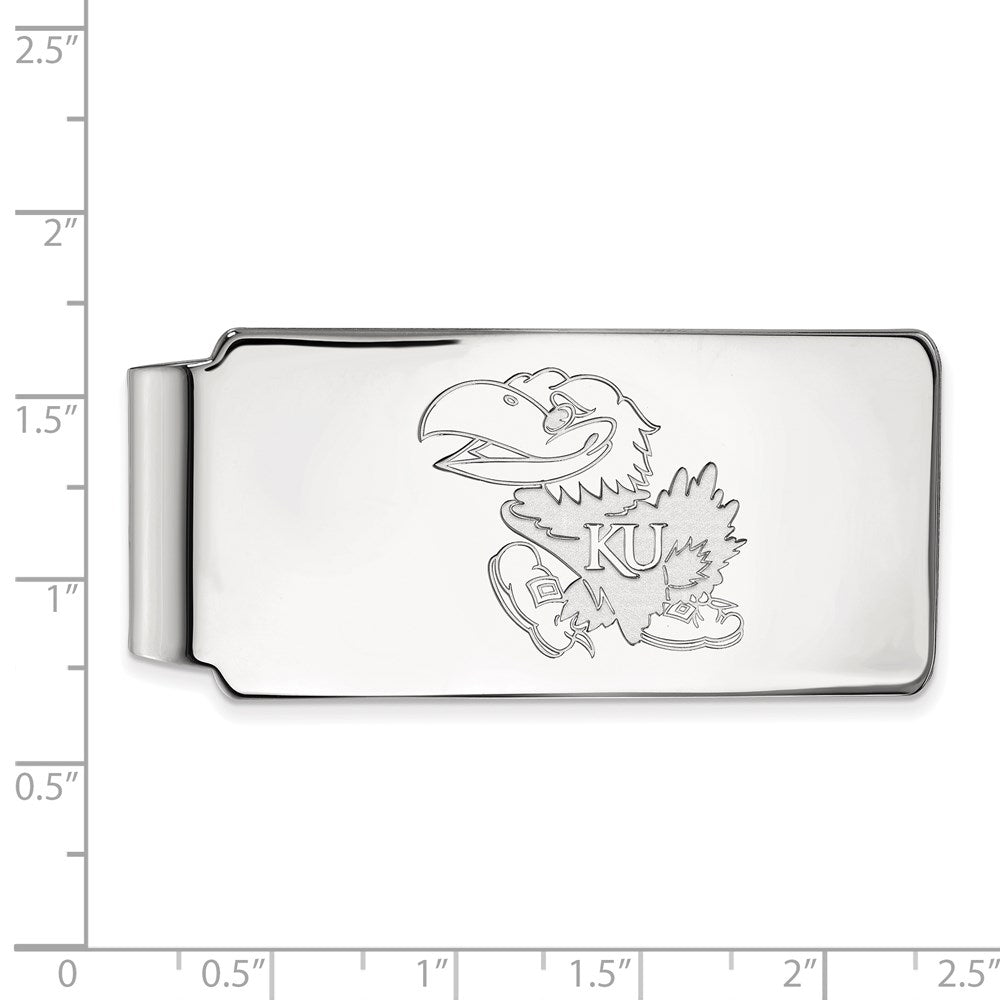 Sterling Silver Rhod-Pltd Logoart University of Kansas Money Clip