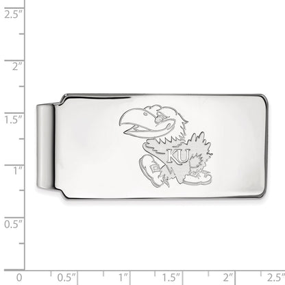 Sterling Silver Rhod-Pltd Logoart University of Kansas Money Clip