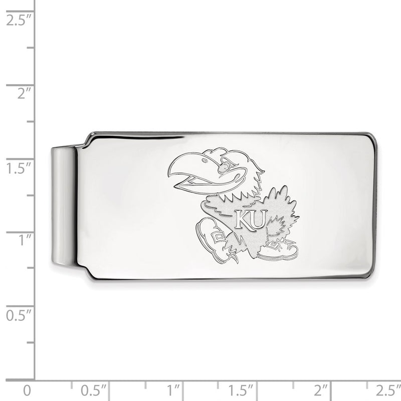 Sterling Silver Rhod-Pltd Logoart University of Kansas Money Clip