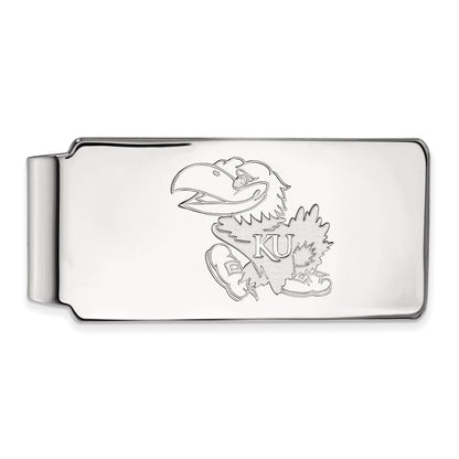 Sterling Silver Rhod-Pltd Logoart University of Kansas Money Clip