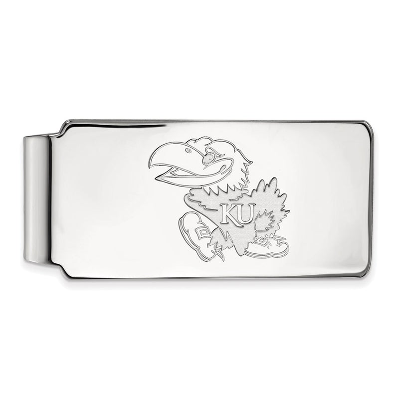 Sterling Silver Rhod-Pltd Logoart University of Kansas Money Clip