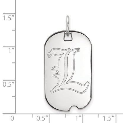 Sterling Silver Rhodium Plated Logoart University Of Louisville Letter L Small Dog Tag Pendant