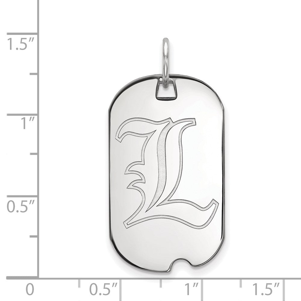 14K White Gold Logoart University Of Louisville Letter L Small Dog Tag Pendant