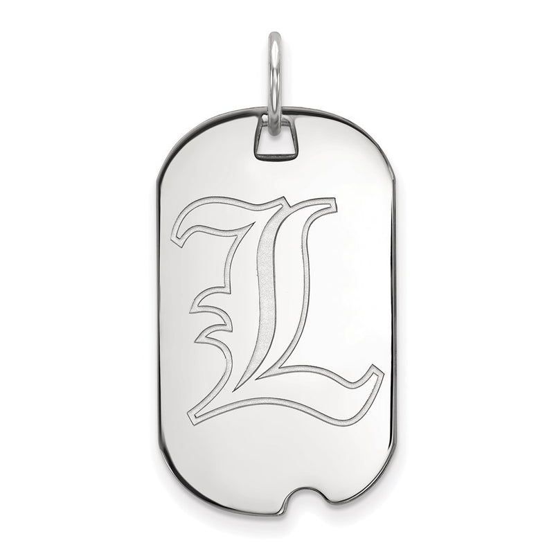 Sterling Silver Rhodium Plated Logoart University Of Louisville Letter L Small Dog Tag Pendant