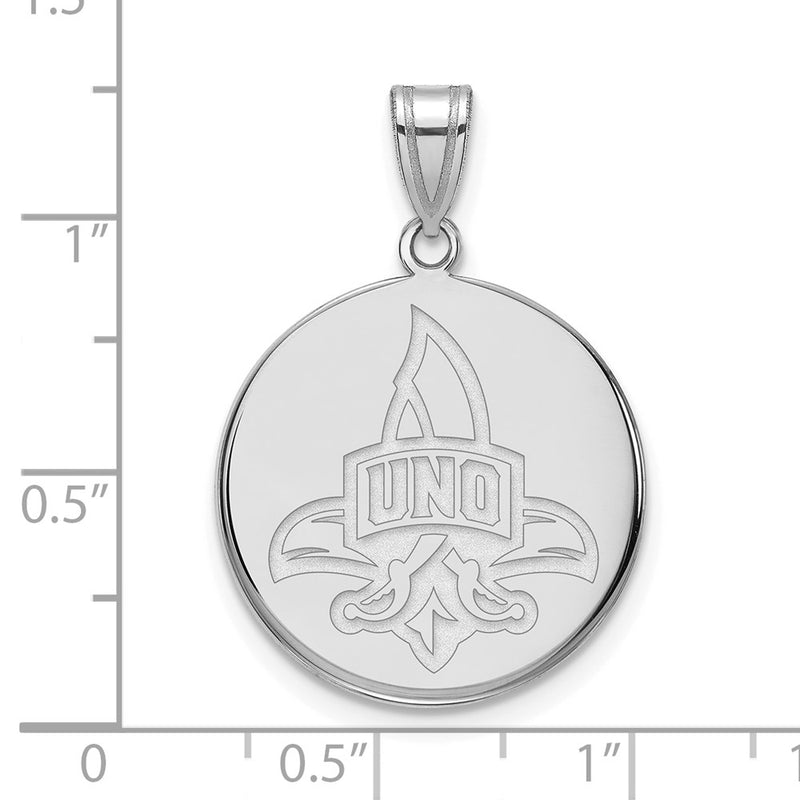 Sterling Silver Rhodium Plated Logoart University Of New Orleans Privateers Large Disc Pendant