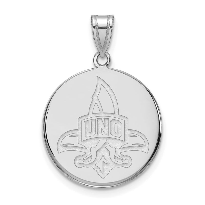 Sterling Silver Rhodium Plated Logoart University Of New Orleans Privateers Large Disc Pendant
