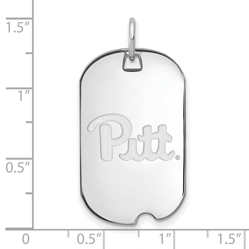 Sterling Silver Rhodium Plated Logoart University Of Pittsburgh Small Dog Tag Pendant