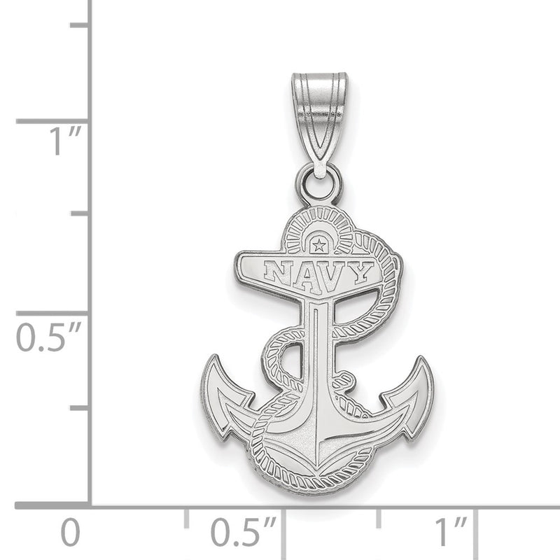 14K White Gold Logoart Us Naval Academy Anchor Large Pendant