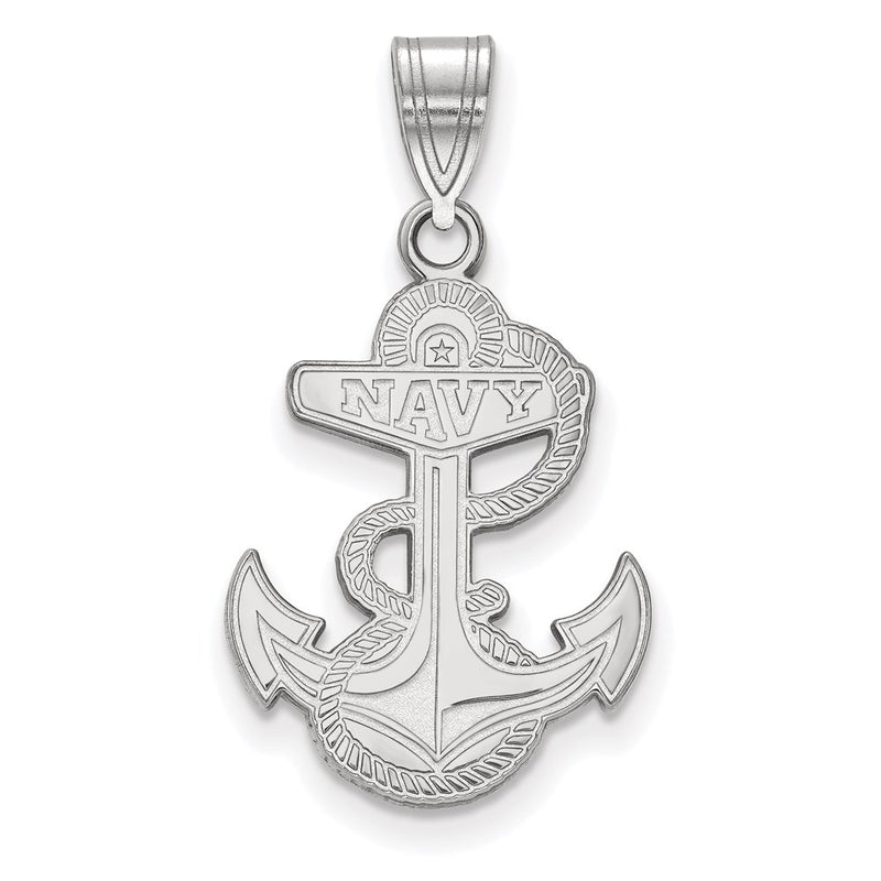 14K White Gold Logoart Us Naval Academy Anchor Large Pendant