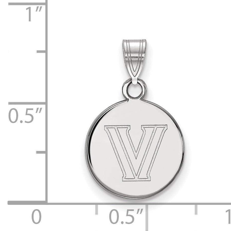 10K White Gold Logoart Villanova University Letter V Small Disc Pendant