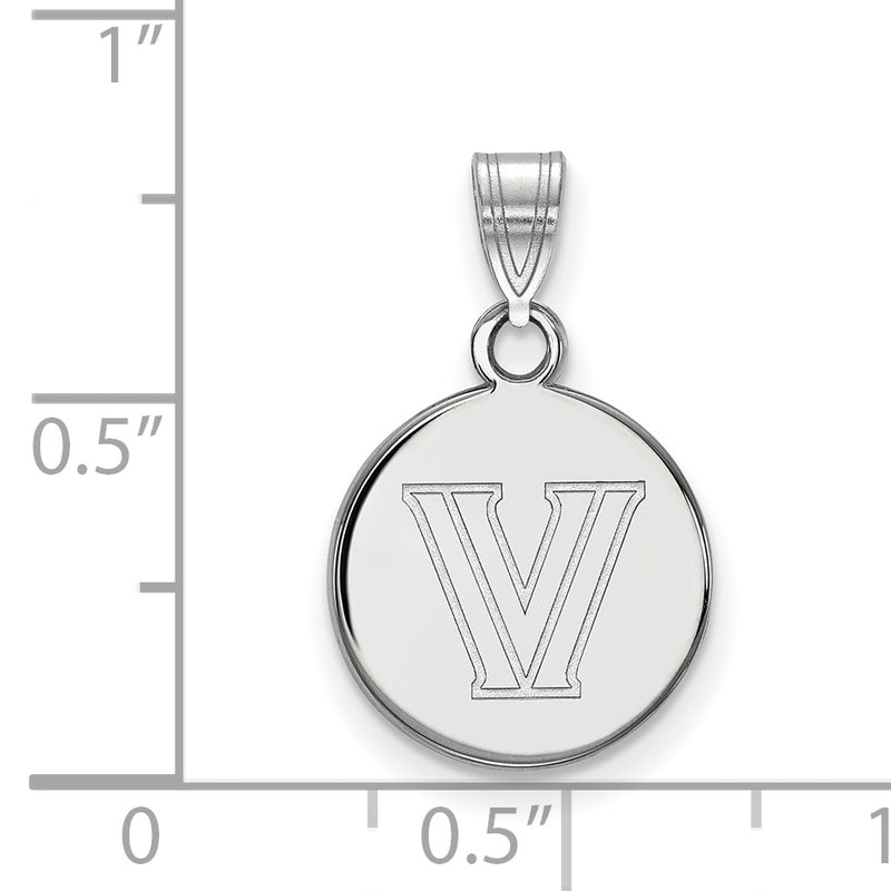 10K White Gold Logoart Villanova University Letter V Small Disc Pendant