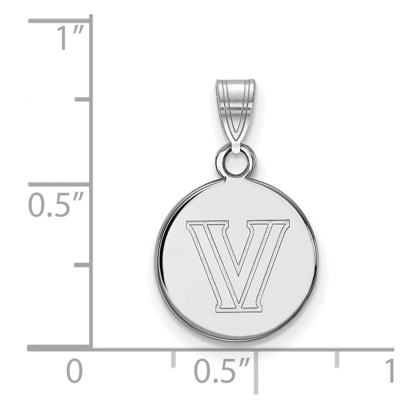 Sterling Silver Rhodium Plated Logoart Villanova University Letter V Small Disc Pendant