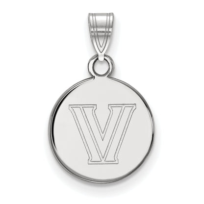 10K White Gold Logoart Villanova University Letter V Small Disc Pendant