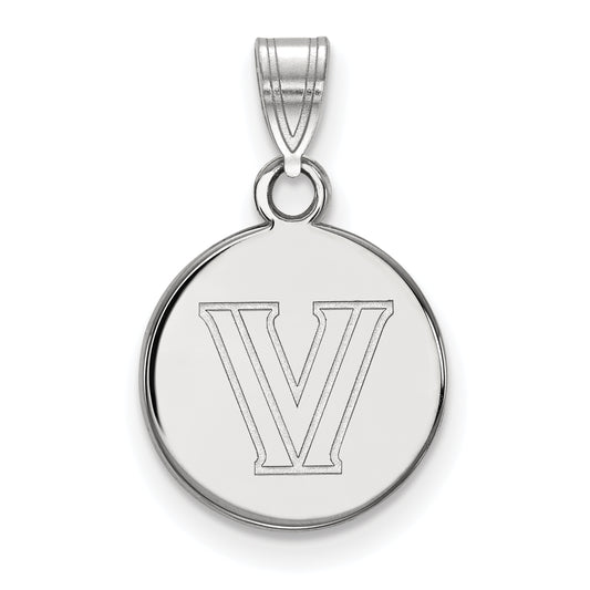 10K White Gold Logoart Villanova University Letter V Small Disc Pendant