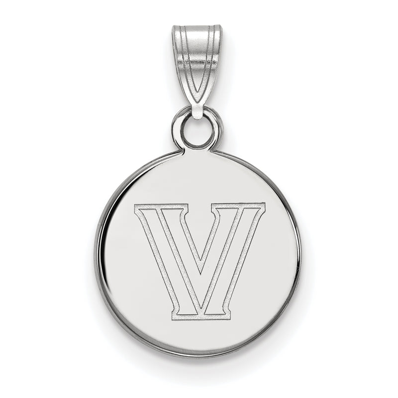 10K White Gold Logoart Villanova University Letter V Small Disc Pendant