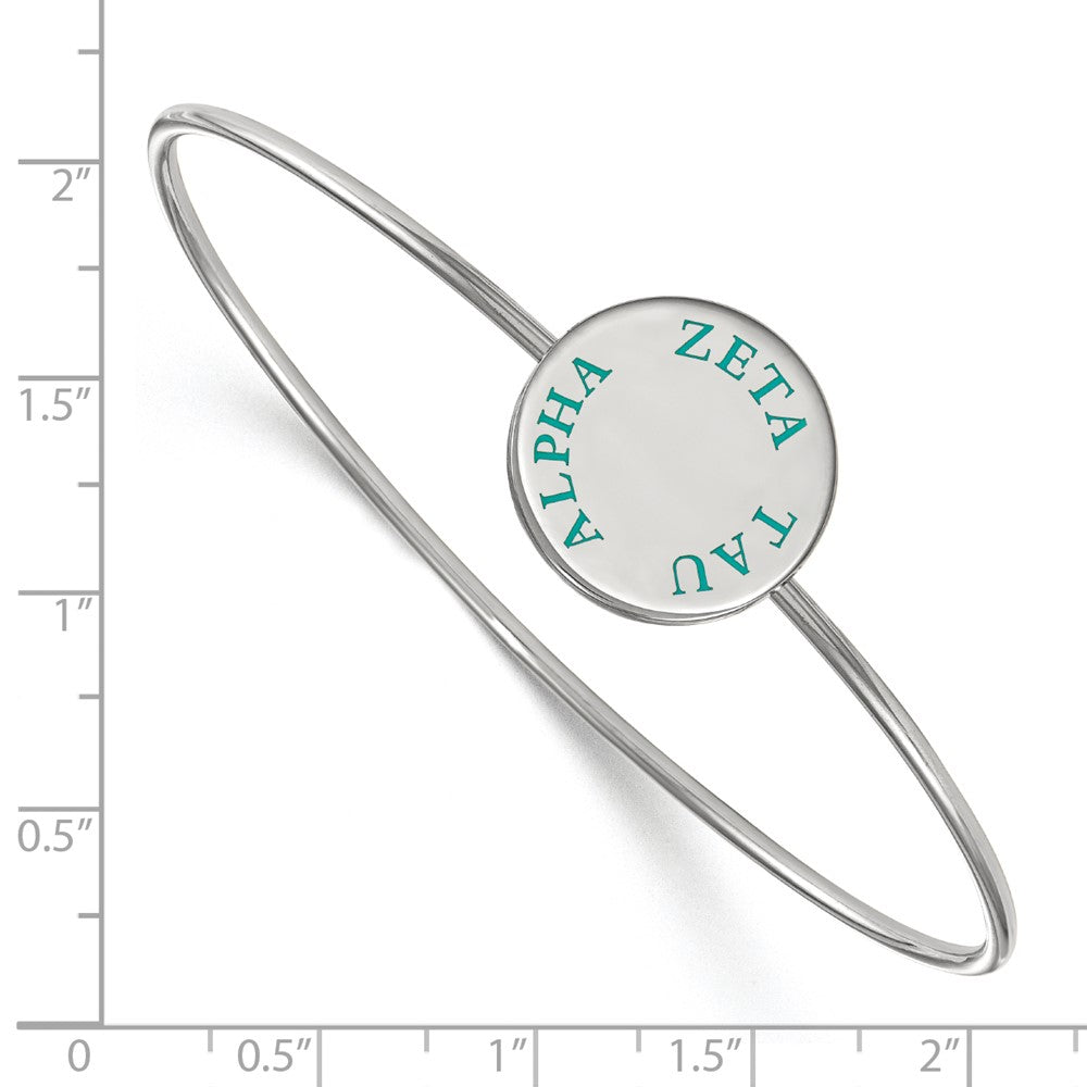 Sterling Silver Rh Plated Logoart Zeta Tau Alpha Enameled Slip On Bangle Bracelet