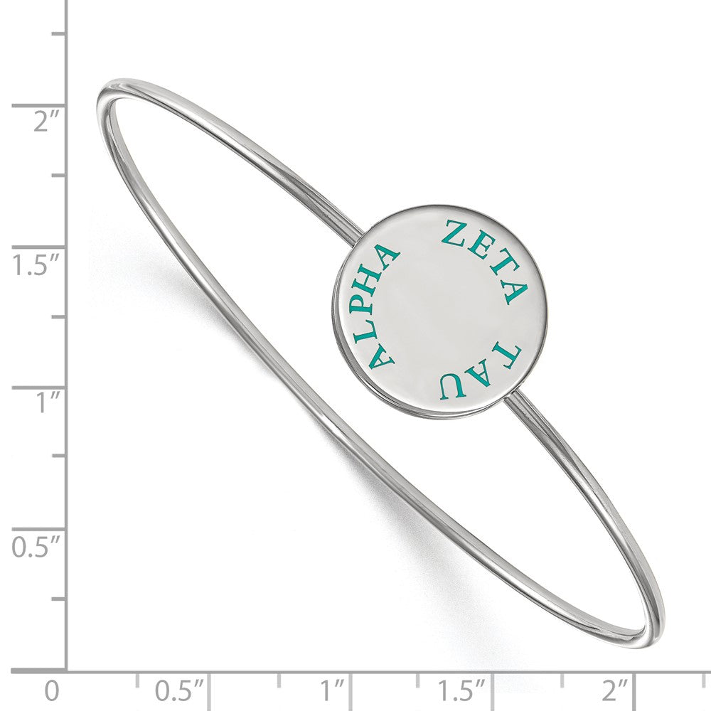 Sterling Silver Rh Plated Logoart Zeta Tau Alpha Enameled Slip On Bangle Bracelet