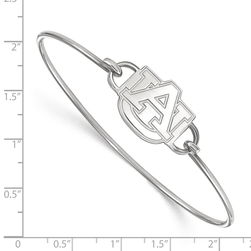Sterling Silver Rhodium Plated Logoart Auburn University A U Medium Center 7 Inch Wire Bangle