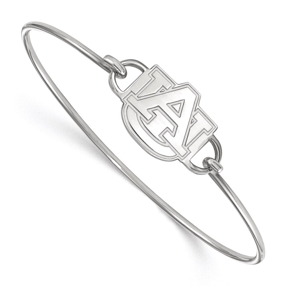 Sterling Silver Rhodium Plated Logoart Auburn University A U Medium Center 7 Inch Wire Bangle