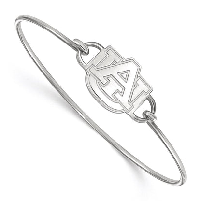 Sterling Silver Rhodium Plated Logoart Auburn University A U Medium Center 7 Inch Wire Bangle