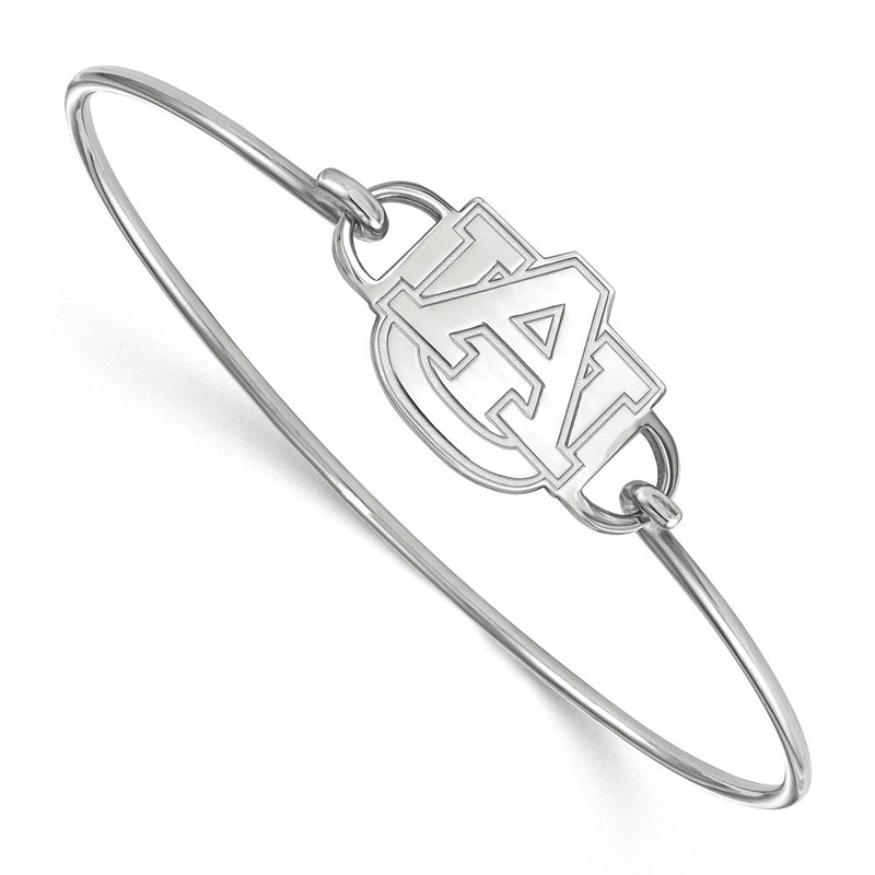 Sterling Silver Rhodium Plated Logoart Auburn University A U Medium Center 7 Inch Wire Bangle