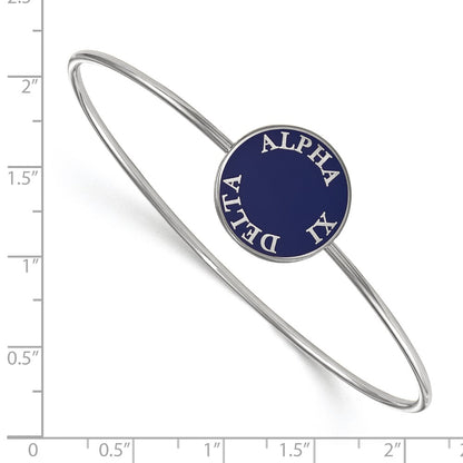 Sterling Silver Rh Plated Logoart Alpha Xi Delta Enameled Slip On Bangle Bracelet