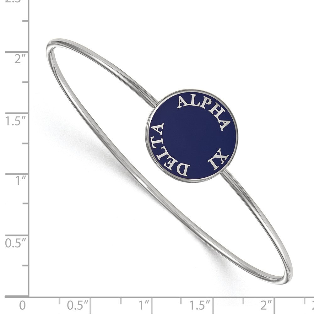 Sterling Silver Rh Plated Logoart Alpha Xi Delta Enameled Slip On Bangle Bracelet
