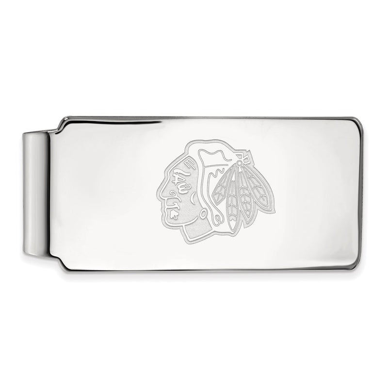Sterling Silver Rhodium-Pltd Nhl Logoart Chicago Blackhawks Money Clip