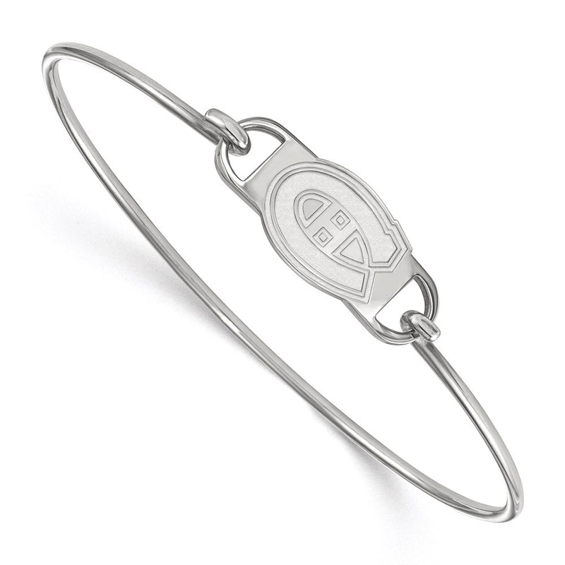 Sterling Silver Rhodium Plated Nhl Logoart Montreal Canadiens Small Center 7 Inch Wire Bangle