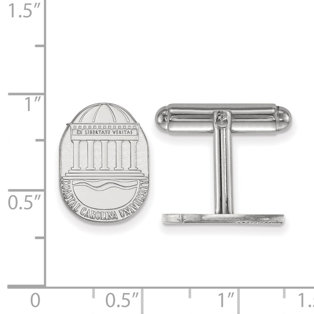 Sterling Silver Rhod-Pltd Logoart Coastal Carolina Univ. Crest Cuff Links