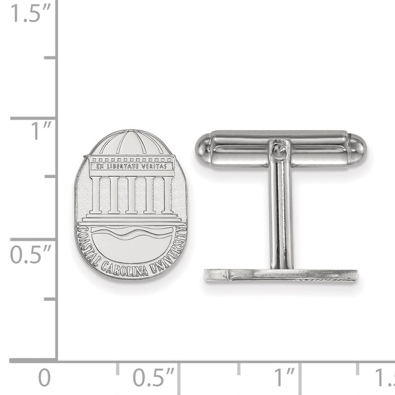 Sterling Silver Rhod-Pltd Logoart Coastal Carolina Univ. Crest Cuff Links