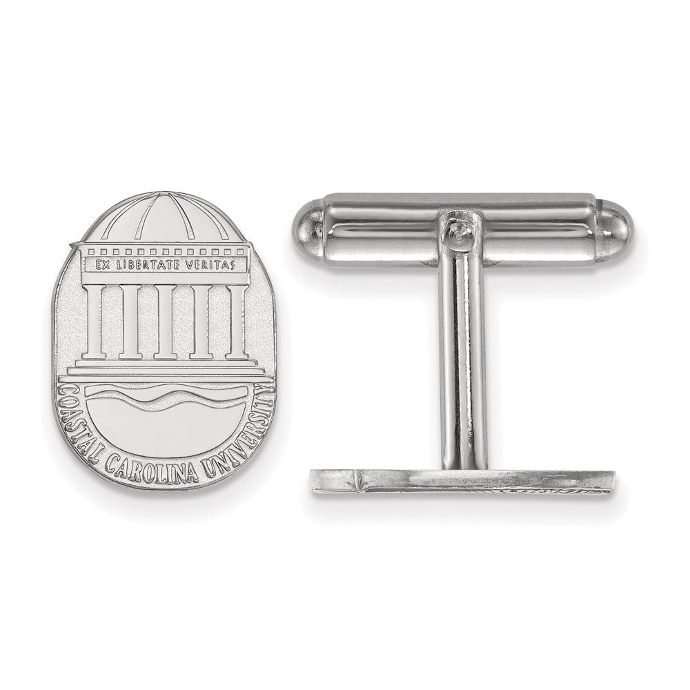 Sterling Silver Rhod-Pltd Logoart Coastal Carolina Univ. Crest Cuff Links
