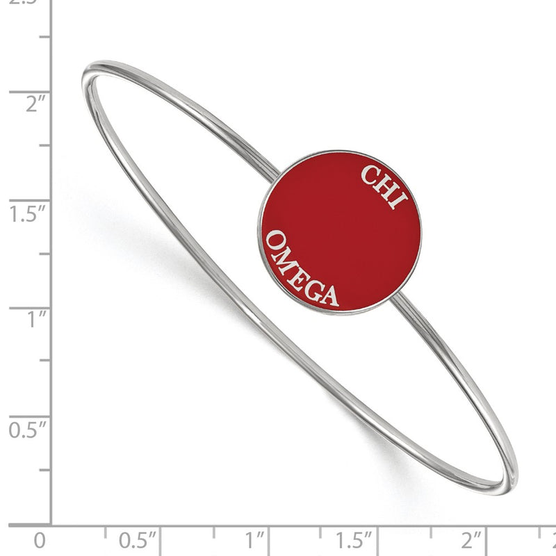 Sterling Silver Rh Plated Logoart Chi Omega Enameled Slip On Bangle