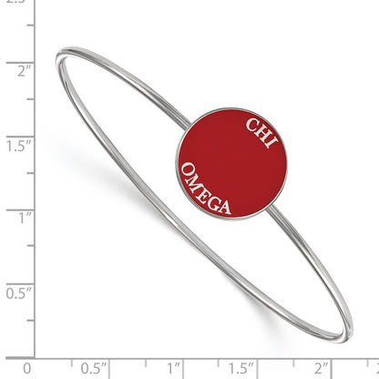 Sterling Silver Rh Plated Logoart Chi Omega Enameled Slip On Bangle
