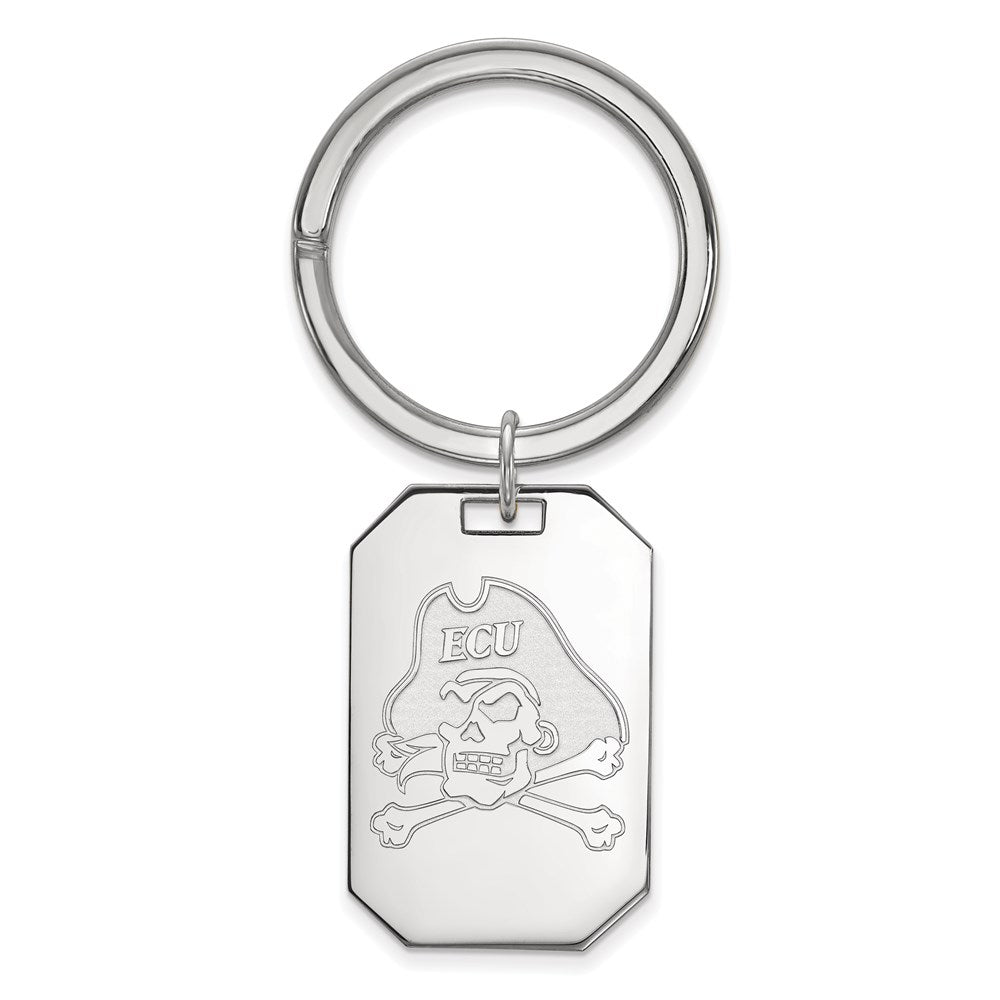 Sterling Silver Rhod-Pltd Logoart East Carolina University Key Ring